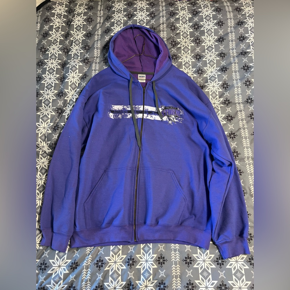 Gildan Purple and Black Women's Hoodie - Picture 1 of 4